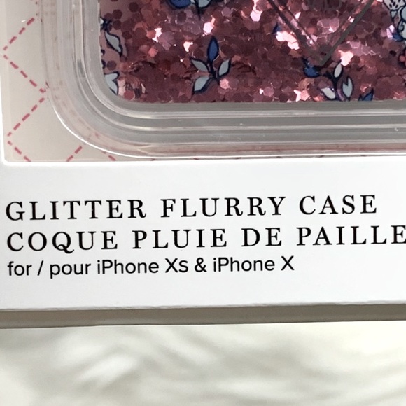 Vera Bradley Transparent Glitter Flurry IPhone Case w/Rhinestone Ring X/XS - Picture 6 of 9